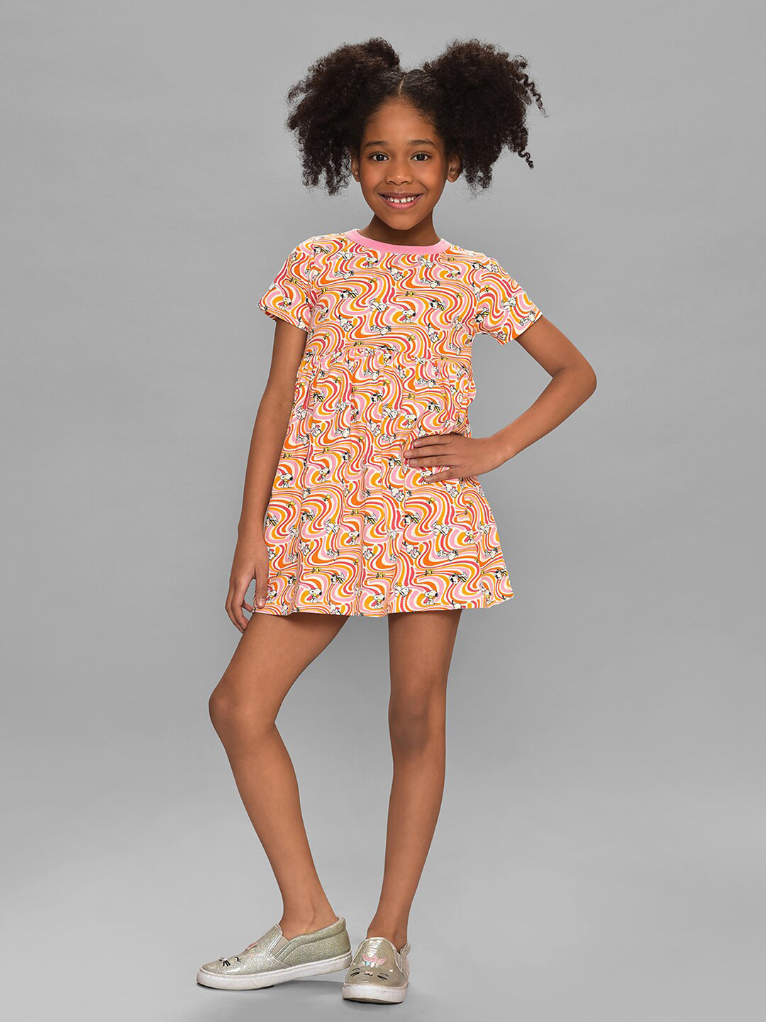 MiArcus Girls Snoopy Printed A-Line Mini Dress