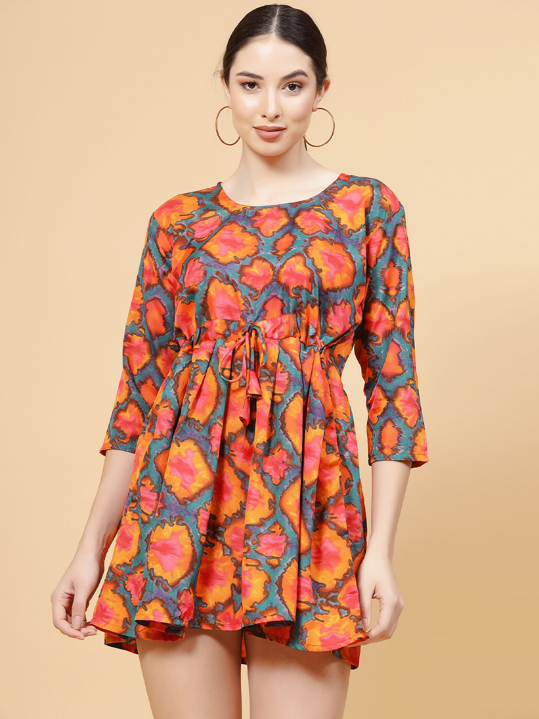 MISS AYSE Women Abstract Print Fit & Flare Mini Dress