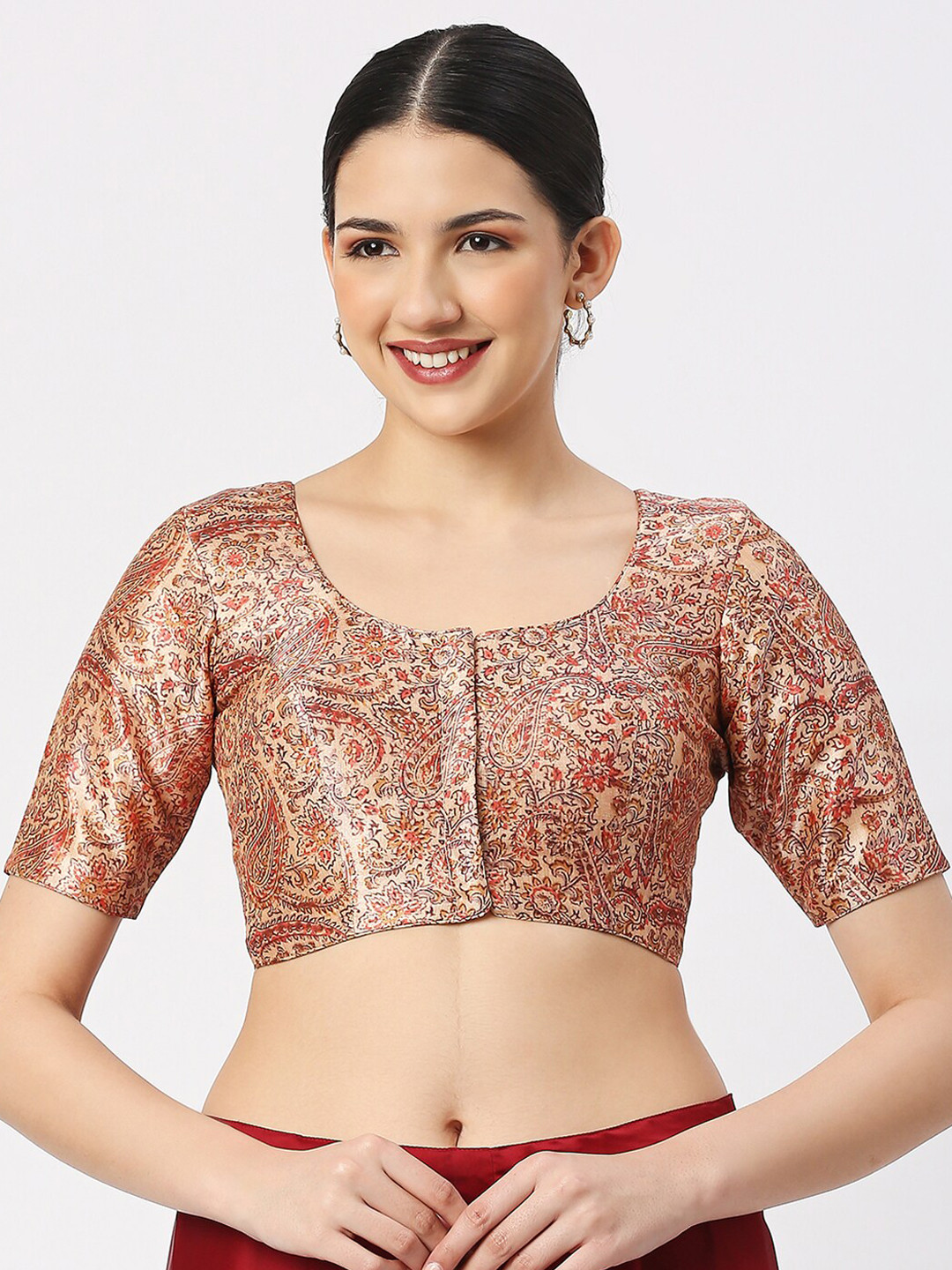 neckbook Ethnic Motifs Printed Silk Saree Blouse