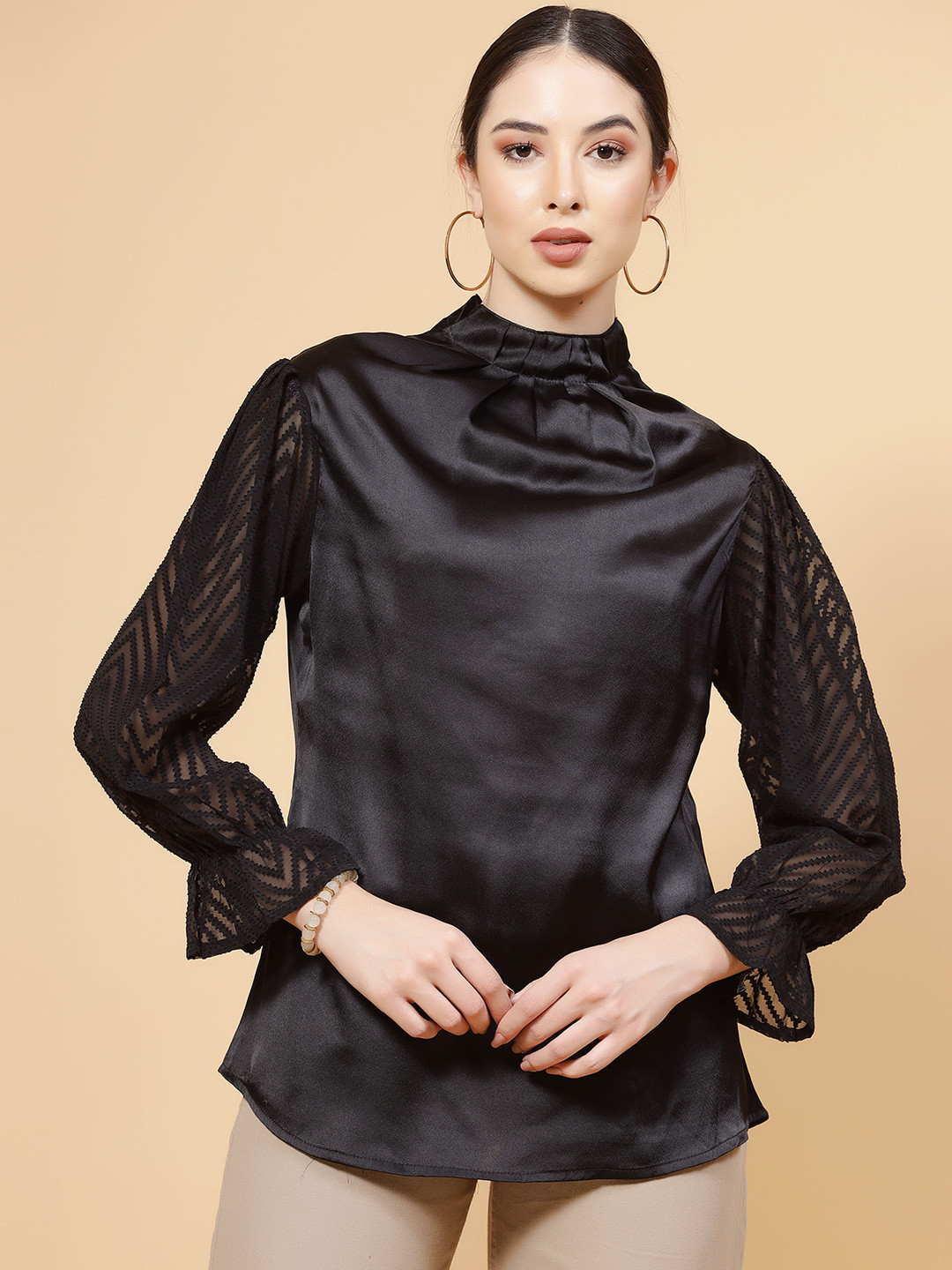 MISS AYSE Mandarin Collar Top