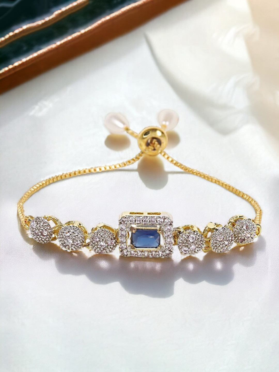 The Pari Women American Diamond Gold-Plated Wraparound Bracelet