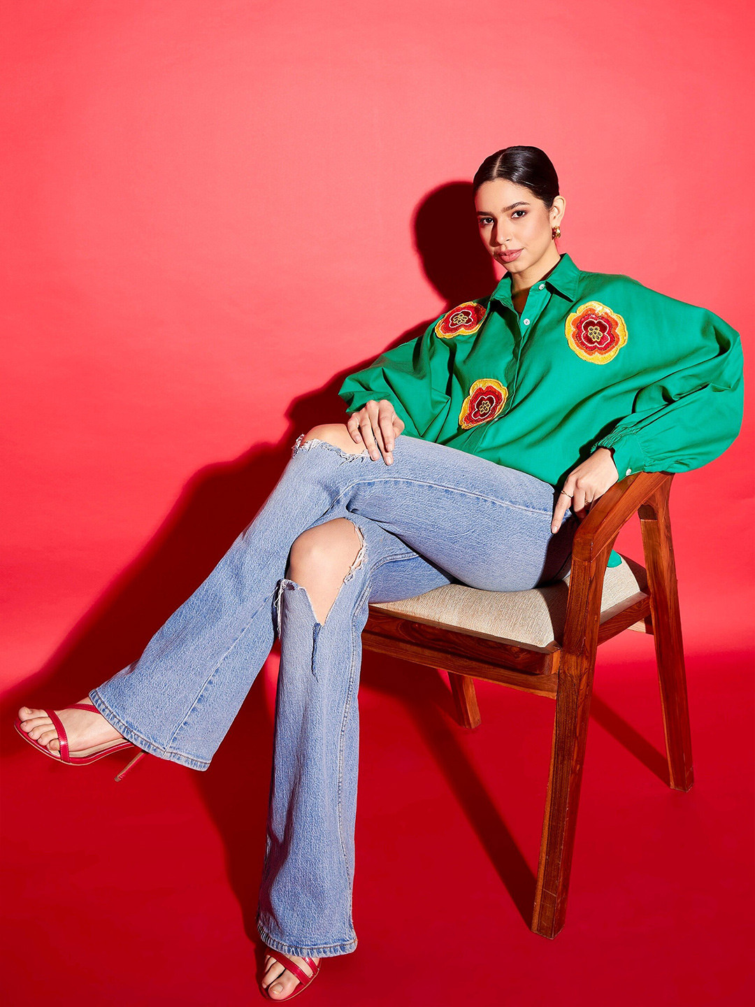 Uptownie Cotton Sequinned Shirt