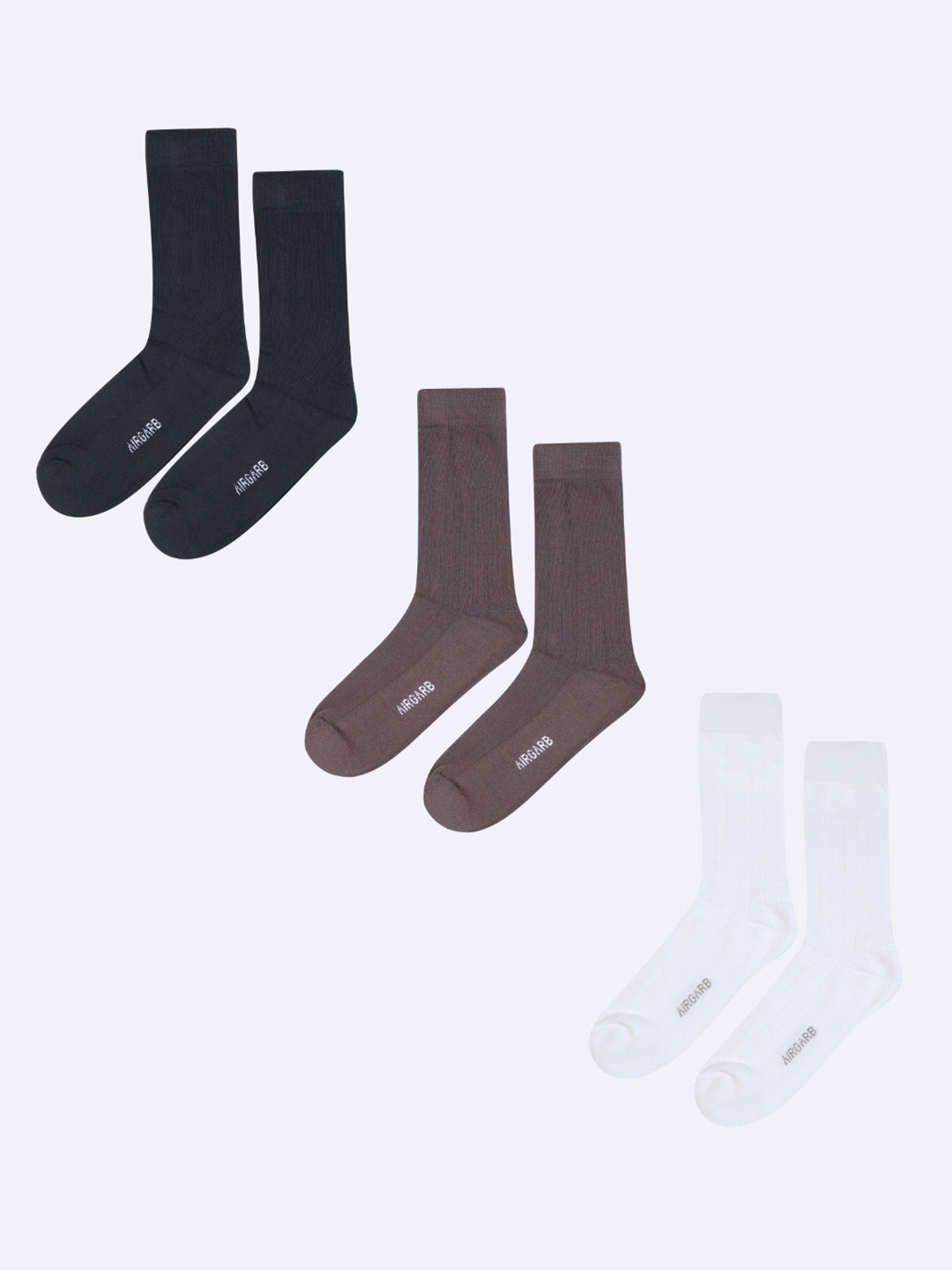 AIR GARB Pack of 3 Black and White and Brown Color Pure Cotton Breathable Socks