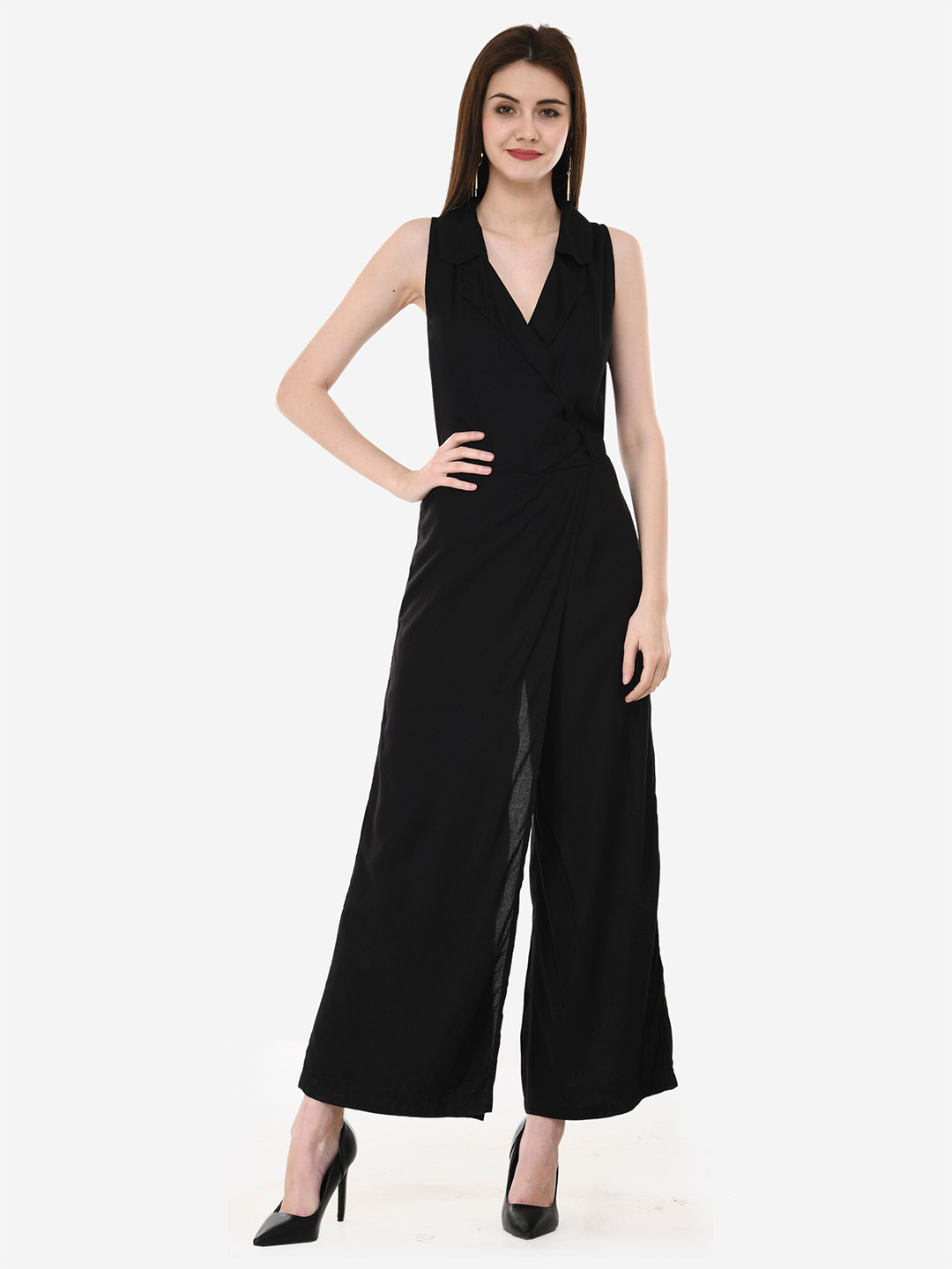 V&M Lapel Collar Basic Jumpsuit