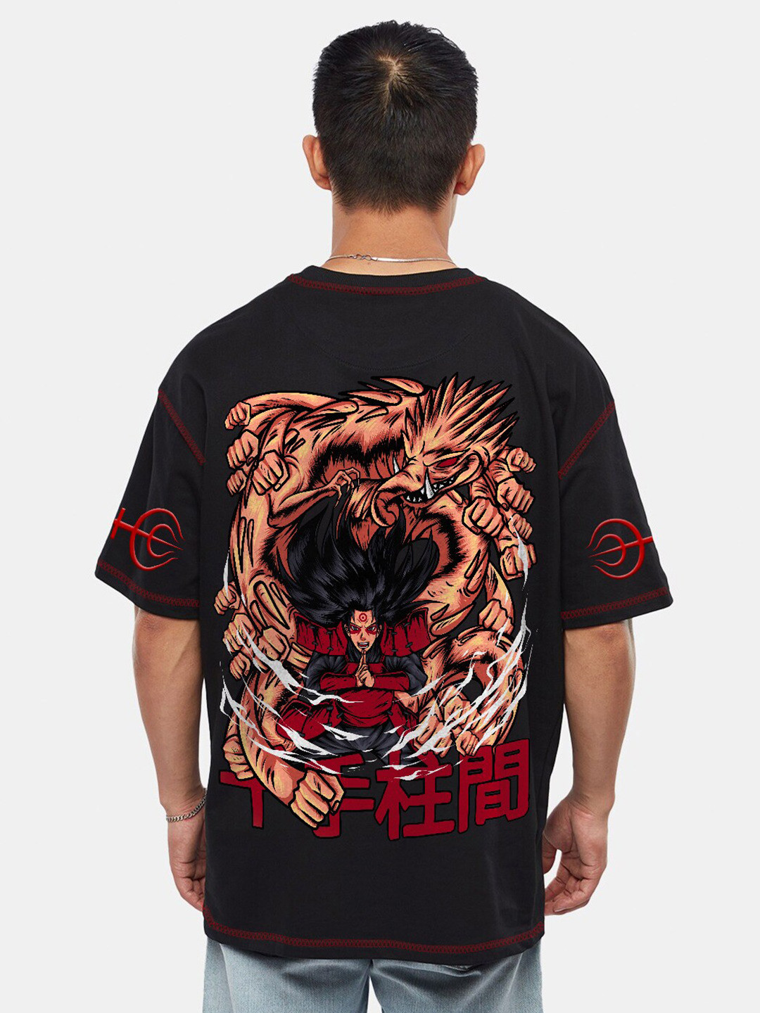 Crazymonk  Naruto Hashirama Anime Oversized Cotton Drop Shoulder T-Shirts