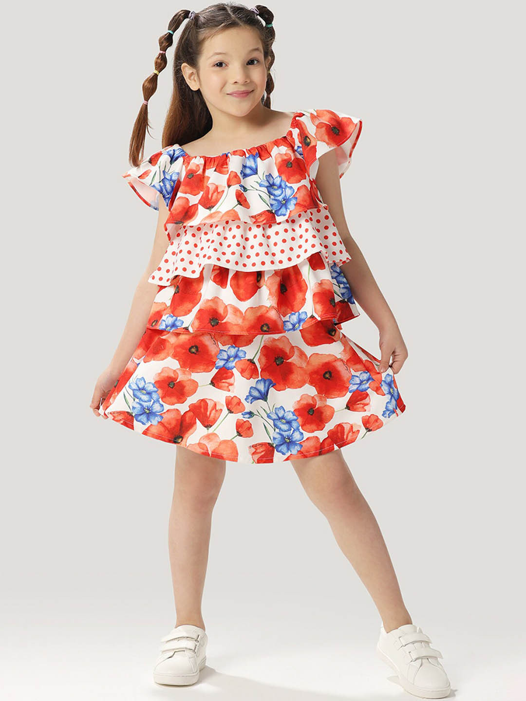 One Friday Kids Girls Floral Printed Skirt With Elasticated Waistband