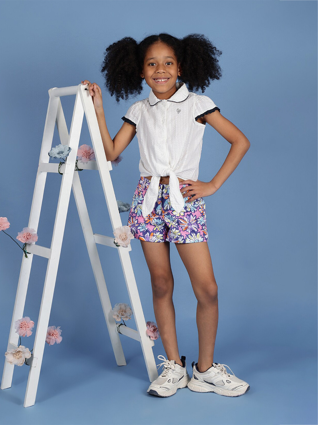 One Friday Girls Pure Cotton Cap Sleeves Top with Edge Lace