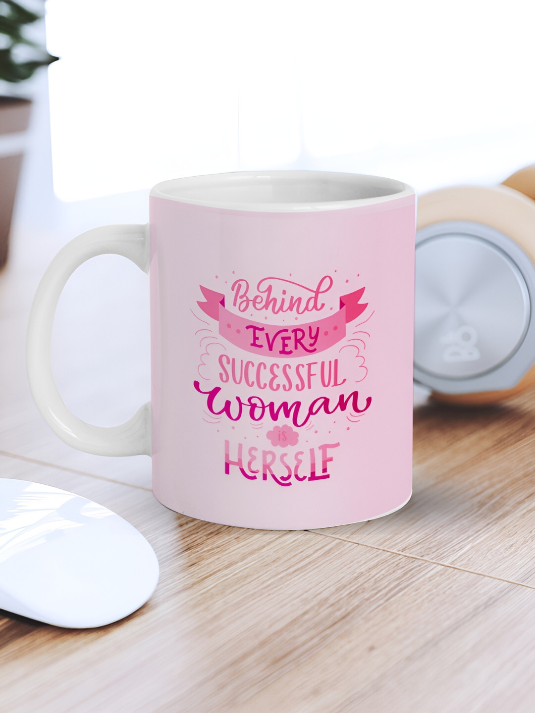 eCraftIndia Love Cloud Pink Typography Ceramic Microwave Safe Mug-310ml