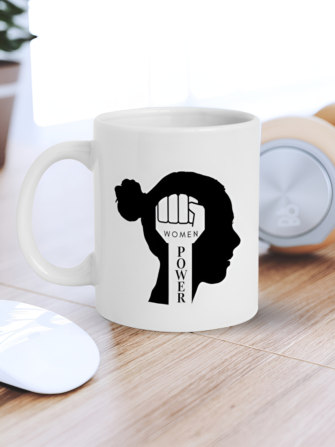 eCraftIndia Nazar Is Real White Typography Ceramic Handmade Mug-310ml