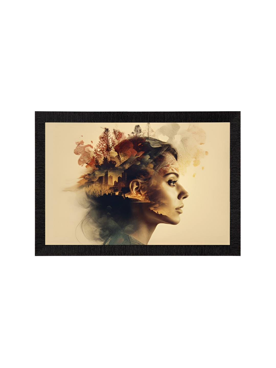 eCraftIndia Black Synthetic Wood Wall Living Room Rectangle Paintings Wall Art -14 x 20In