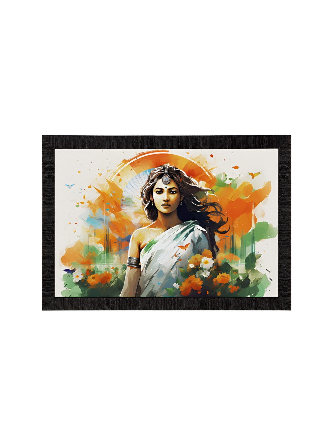 eCraftIndia Black Synthetic Wood Wall Living Room Rectangle Paintings Wall Art -14 x 20In