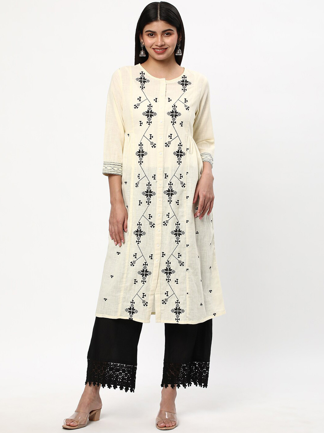 R&B Women Quirky Embroidered Flared Sleeves Thread Work Anarkali Kurta