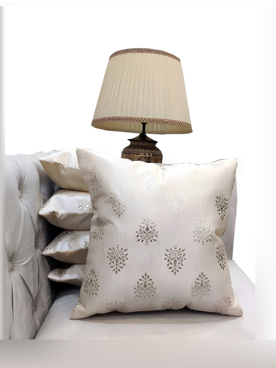 Good Vibes Ethnic Motifs Polyester Washable 5 Pcs Textured Cushion Covers - 15.7 x 15.7 In