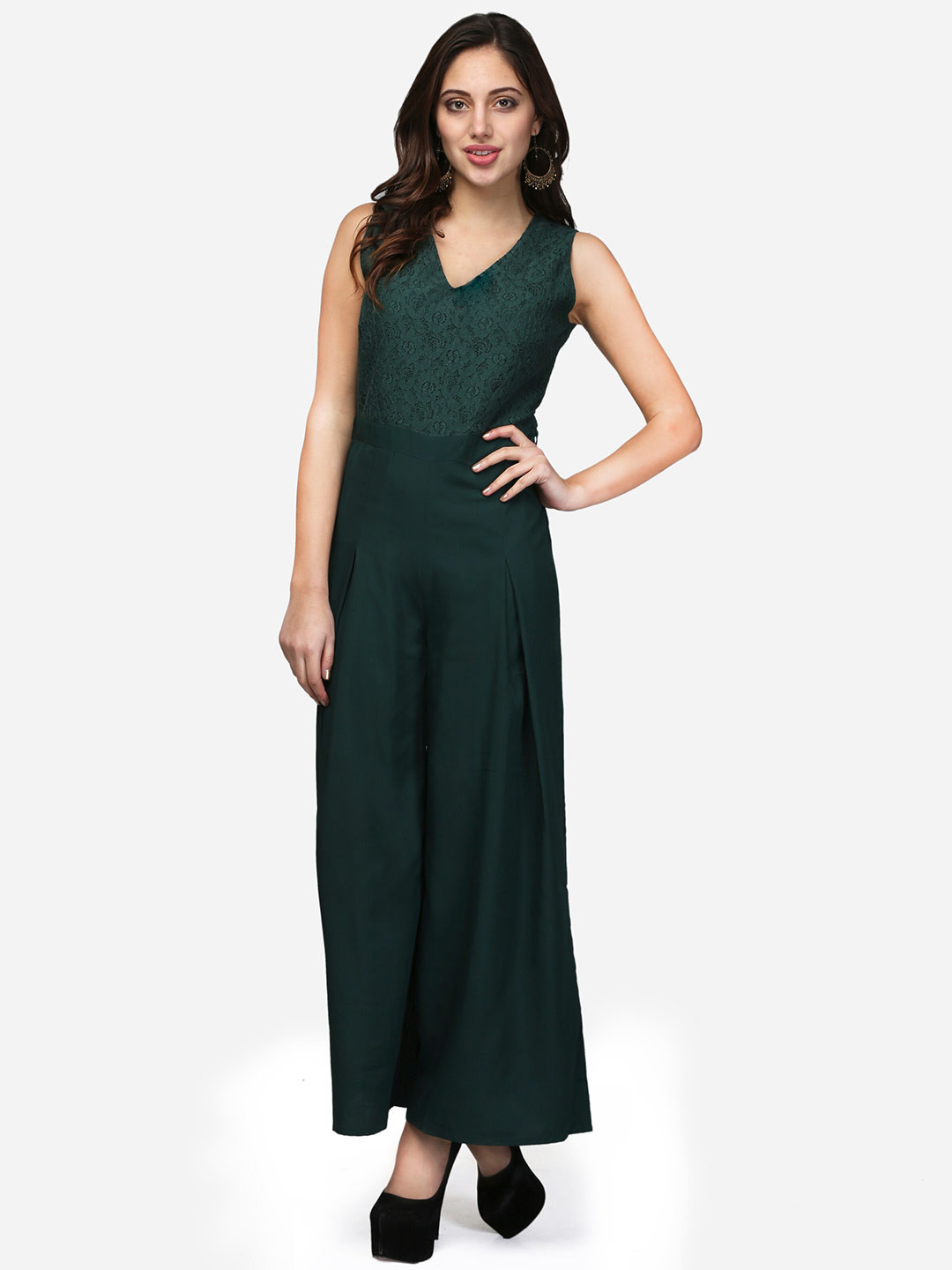 V&M V-Neck Flared Basic Jumpsuit