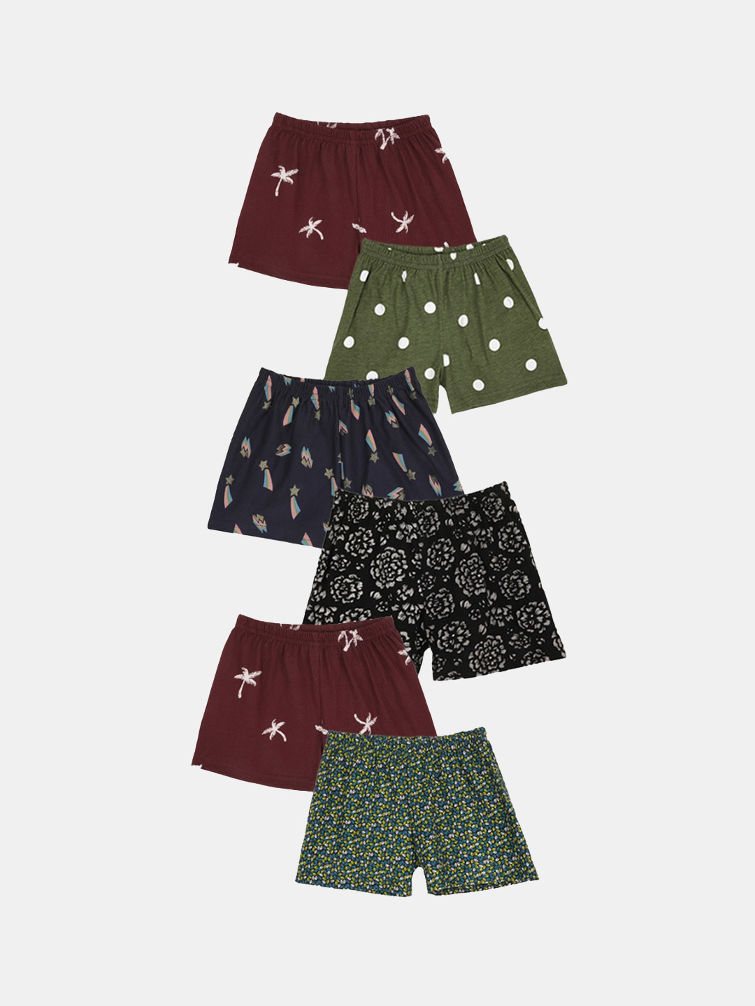 Kryptic Girls Pack Of 6 Assorted Pure Cotton Boy Shorts Briefs