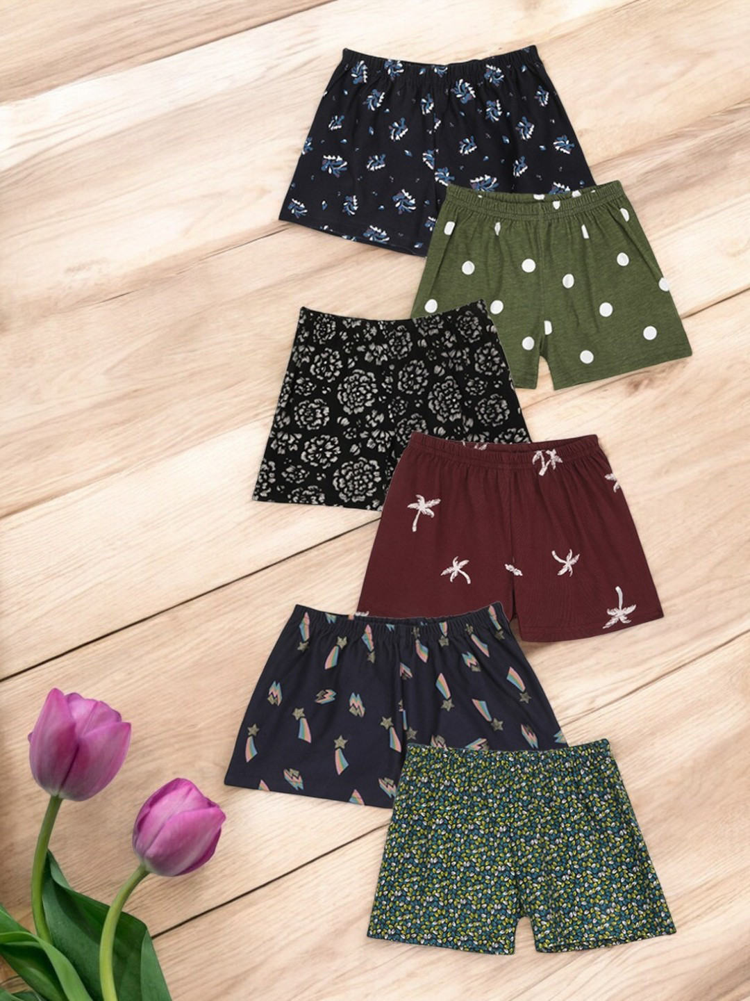 Kryptic Girls Pack Of 6 Printed Assorted Boyshort Briefs