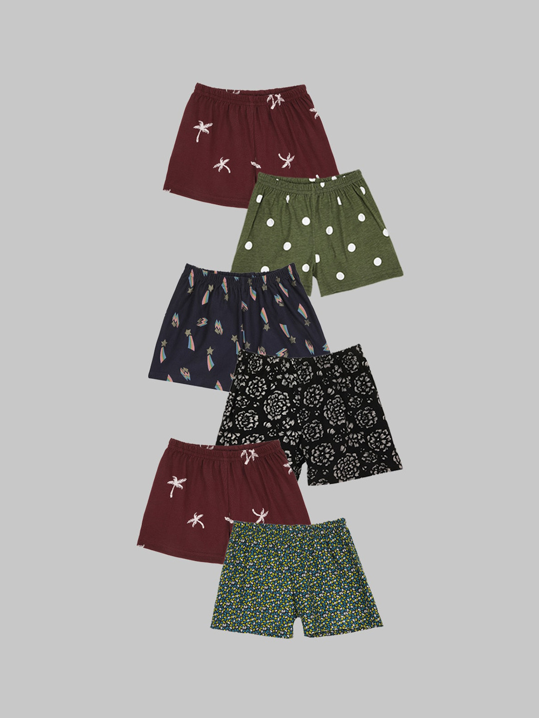 Kryptic Girls Pack Of 6 Printed Assorted Boyshort Briefs