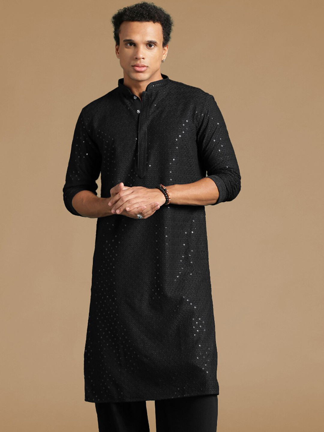 Here&Now X Sanwara  Men Flared Sleeves Summer Sheers Kurta