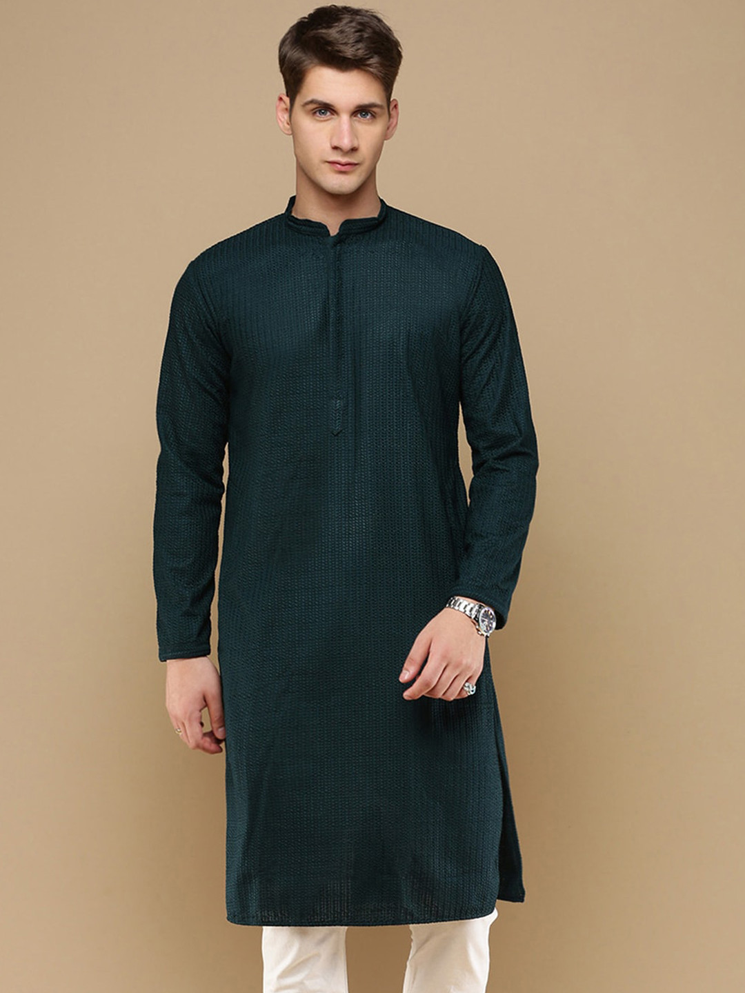 Sanwara Men Thread Work Summer Sheers Kurta