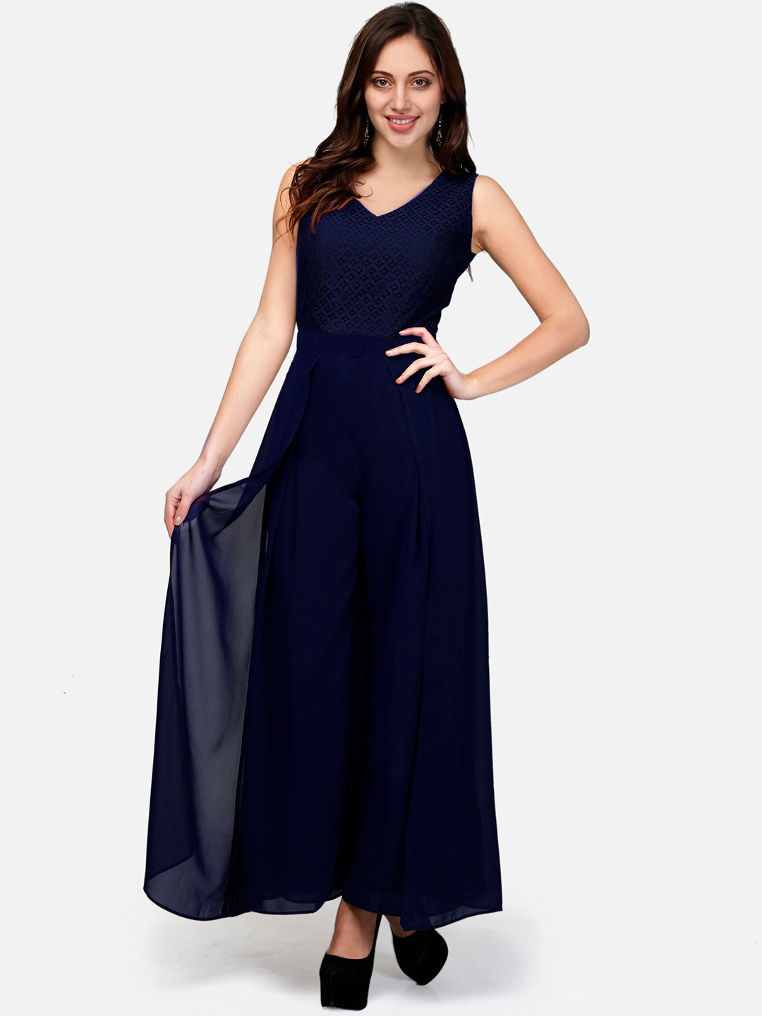 V&M V-Neck Layered Basic Jumpsuit