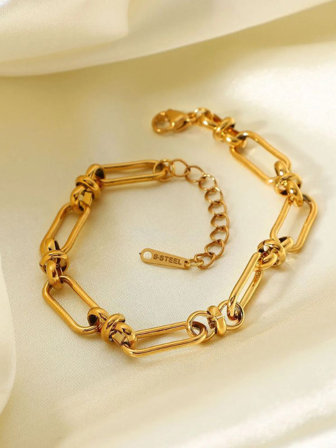 Inaya Gold-Plated Stainless Steel Paperclip Western Style Link Bracelet
