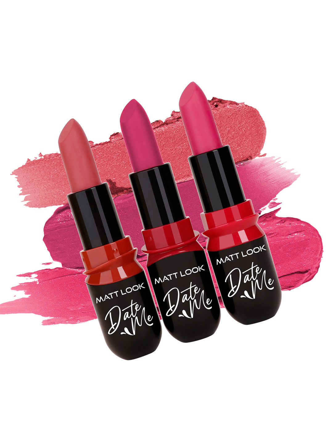 MATTLOOK Set Of 3 Date Me Long Stay Lipstick - Pinks & Magentas - 3.8 g Each