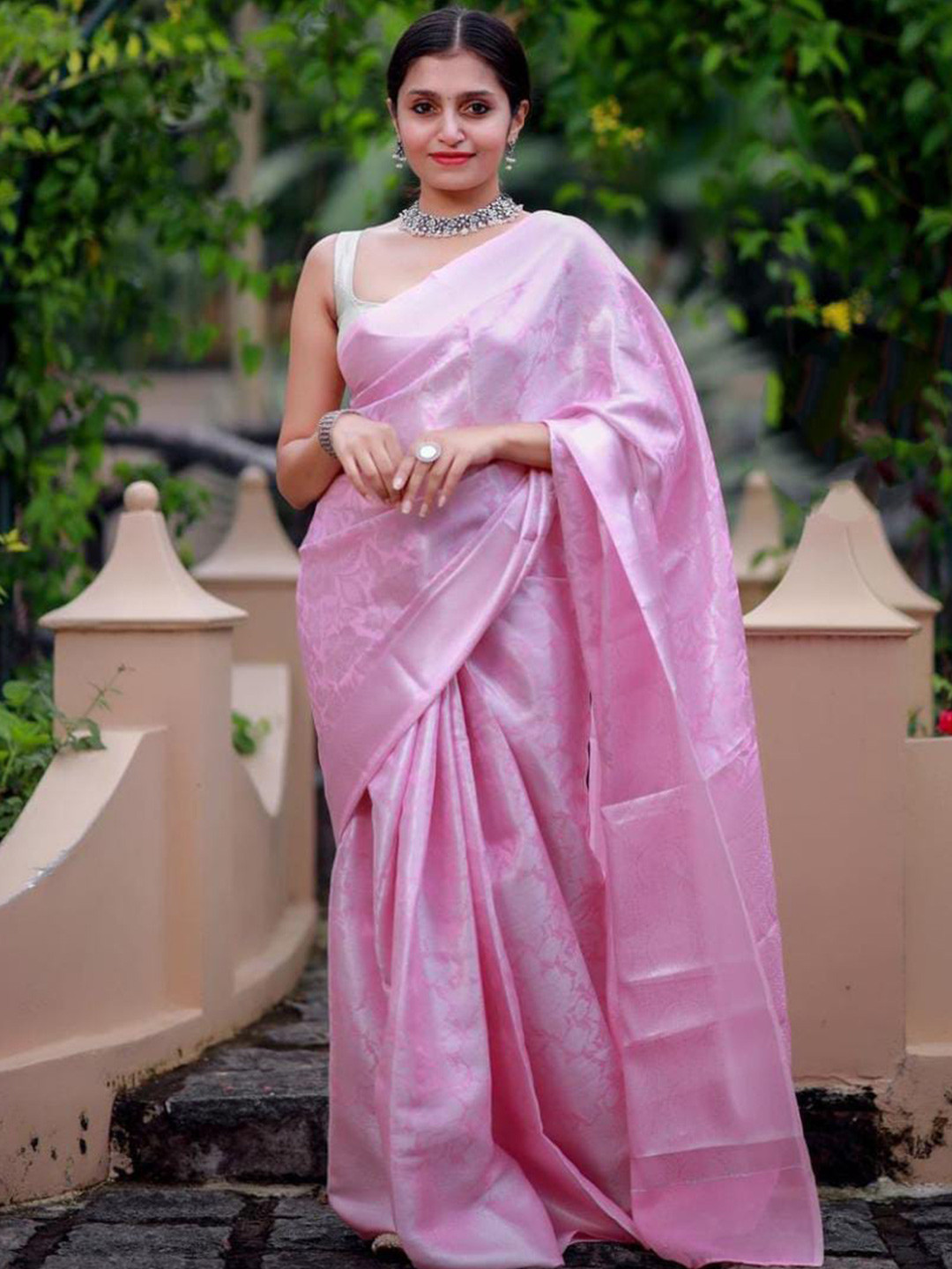 Anjaneya Sarees Floral Woven Design Zari Banarasi Saree