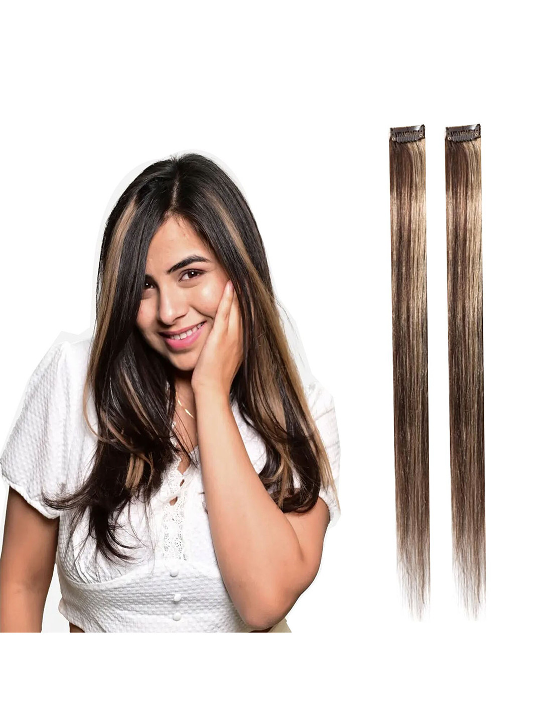 BAESD 2 Piece Clip-In Hair Extension - Gold-Toned