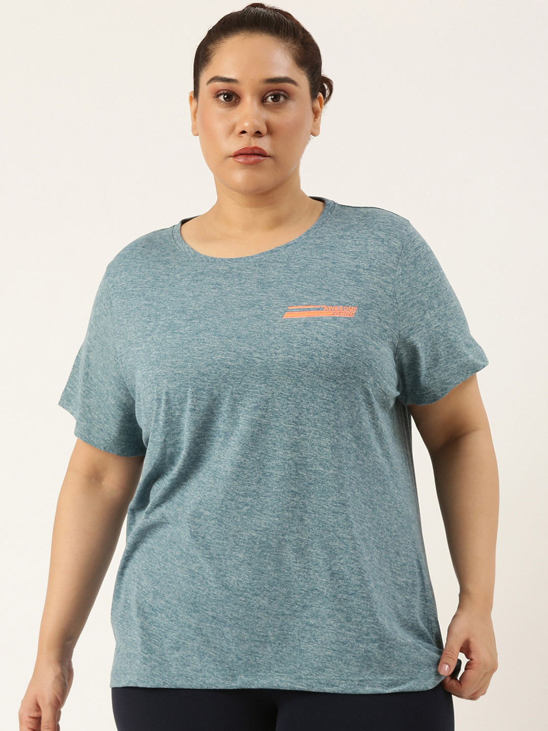 MARCA Bold Women Plus Size Round Neck Dry Fit Anti-Microbial UV-Protection Sports T-shirt