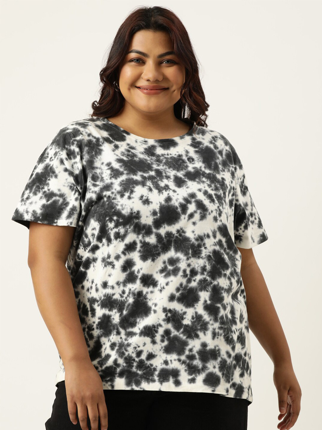 MARCA Bold Plus Size Tie & Dye Printed Round Neck Bio Finish Cotton Regular T-shirt