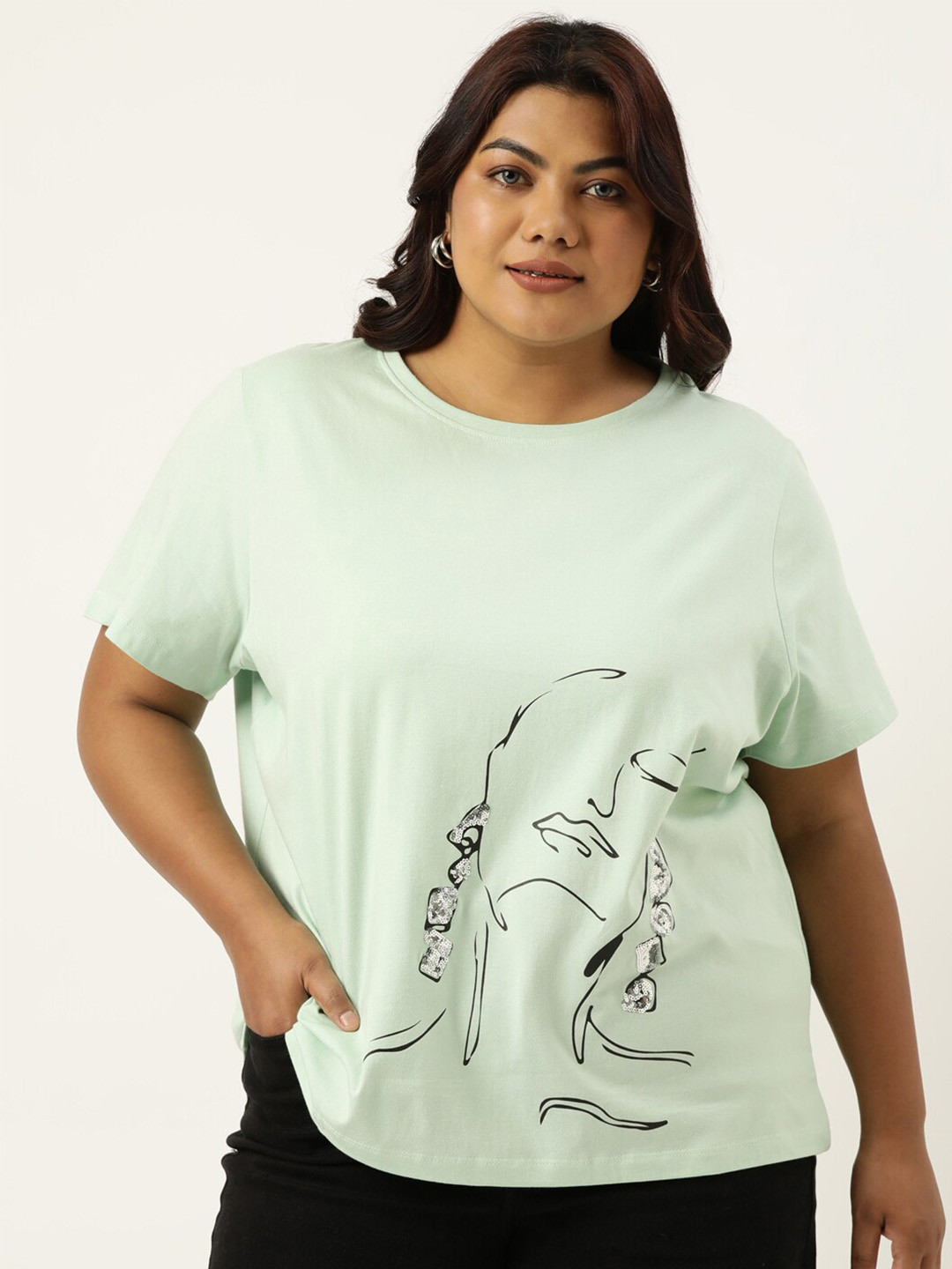 MARCA Bold Plus Size Graphic Printed Round Neck Bio Finish Cotton Regular T-shirt