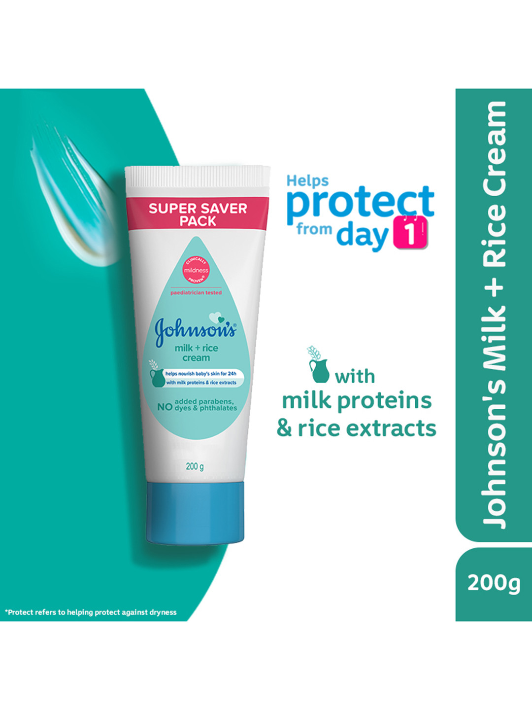 Johnsons Milk & Rice Baby Cream with Vitamin E - 200 g