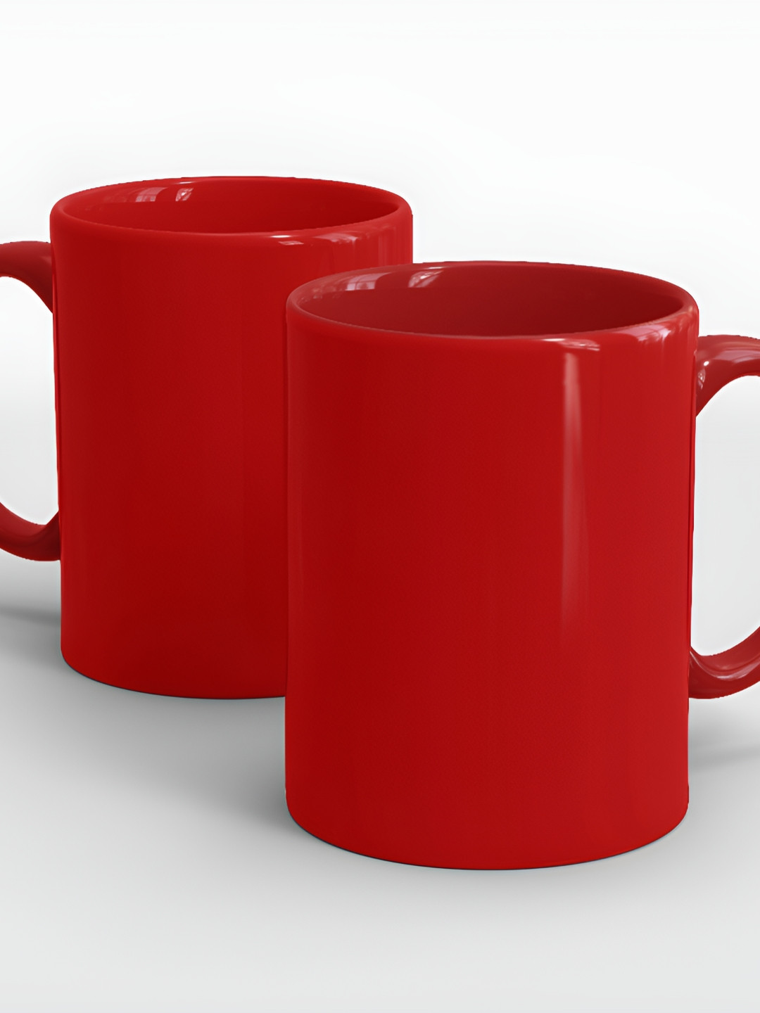 SUBLIKRAFT Red 2 Pieces Ceramic Glossy Mugs 330 ml