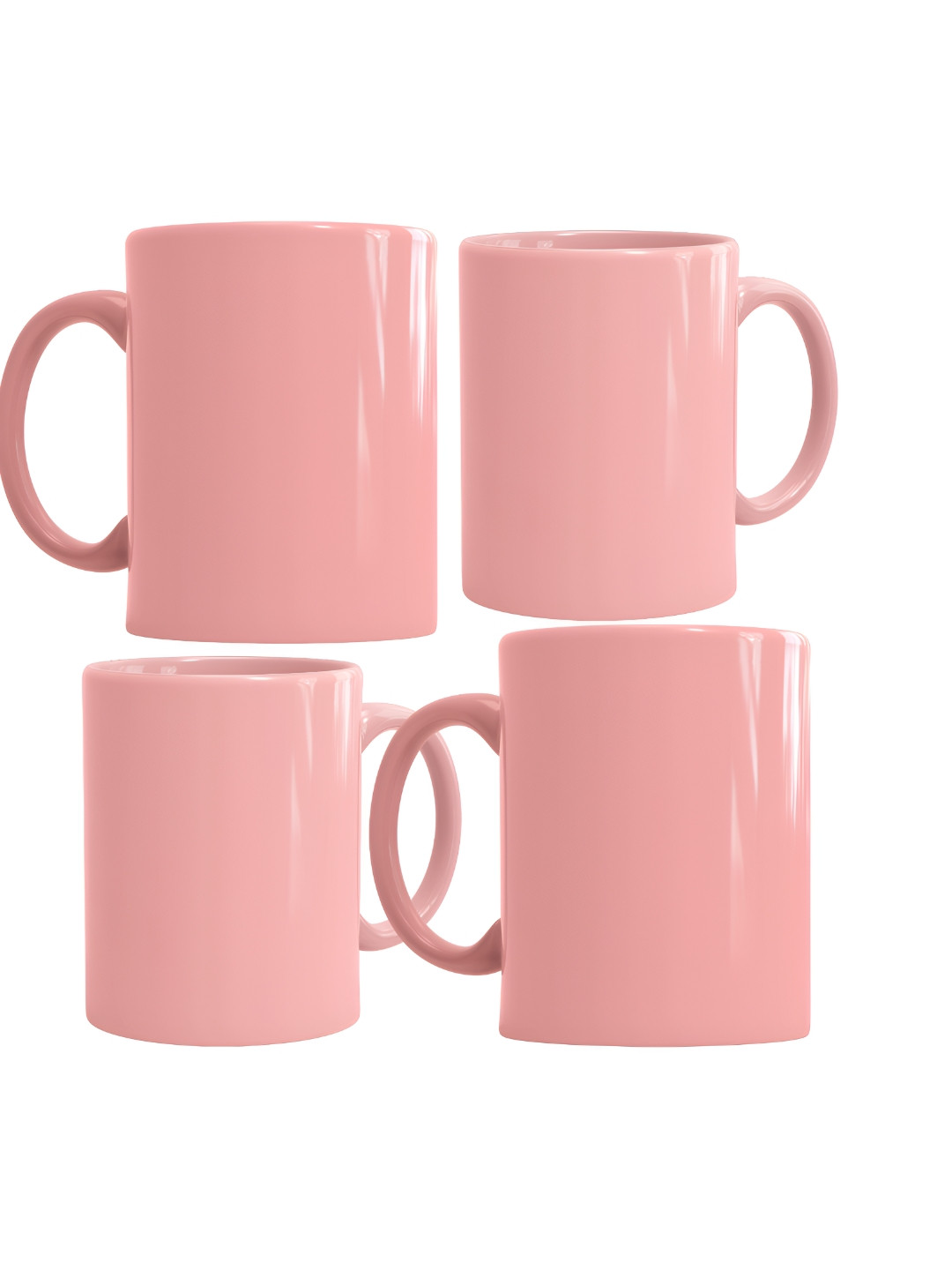 SUBLIKRAFT Pink 4 Pieces Ceramic Glossy Mugs 330 ml