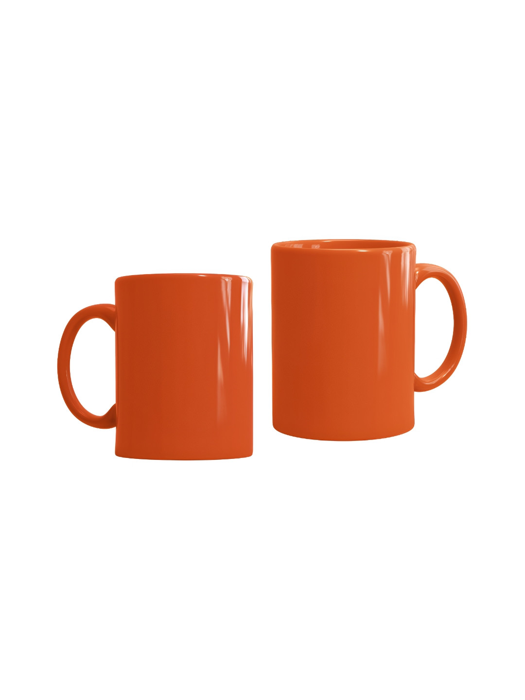SUBLIKRAFT Orange 2 Pieces Ceramic Glossy Mugs 330 ml