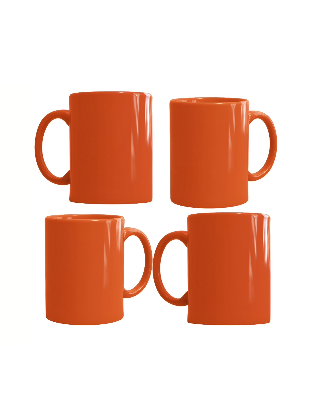 SUBLIKRAFT Orange 4 Pieces Ceramic Glossy Mugs 330 ml