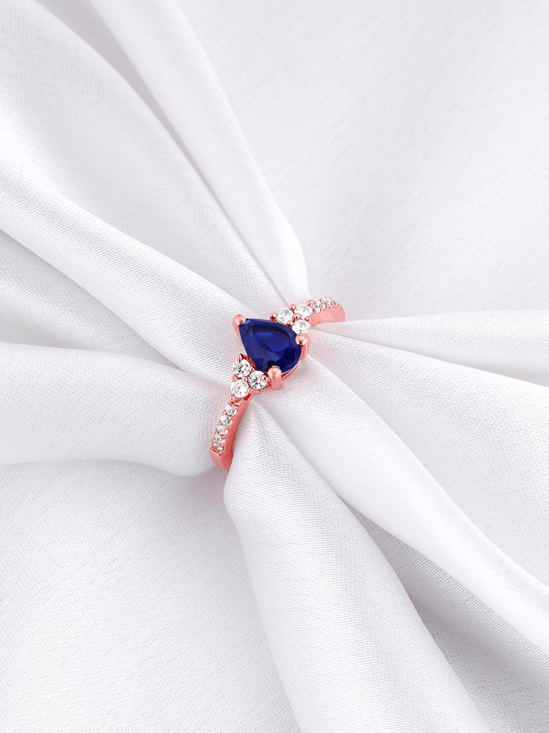 GIVA Women 925 Sterling Silver Rose Gold-Plated Stones-Studded Elixir Ring