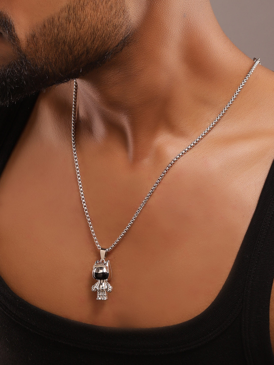 Roadster Men Silver-Plated Robotic Pendants with Chains