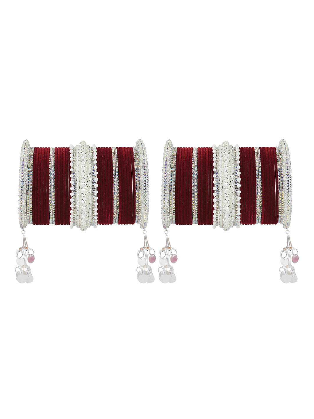 LAVAZZA Set Of 70 Crystals Studded Bangles With Latkan