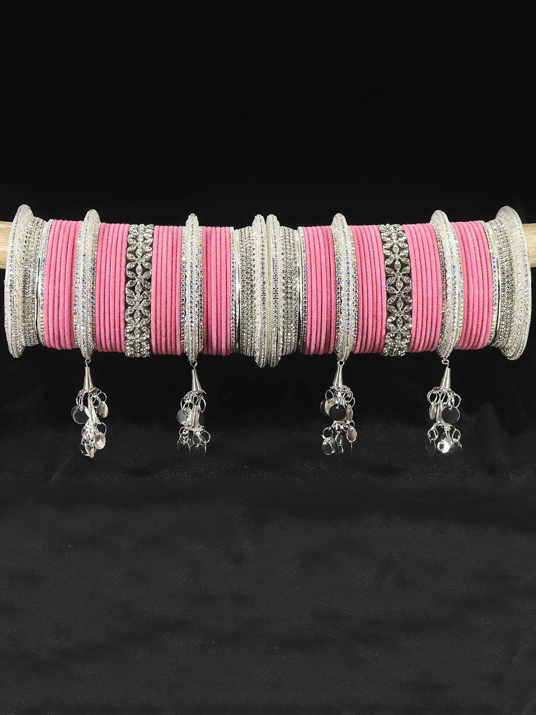 LAVAZZA Set Of 74 Bridal Chooda Bangles Set With Latkan