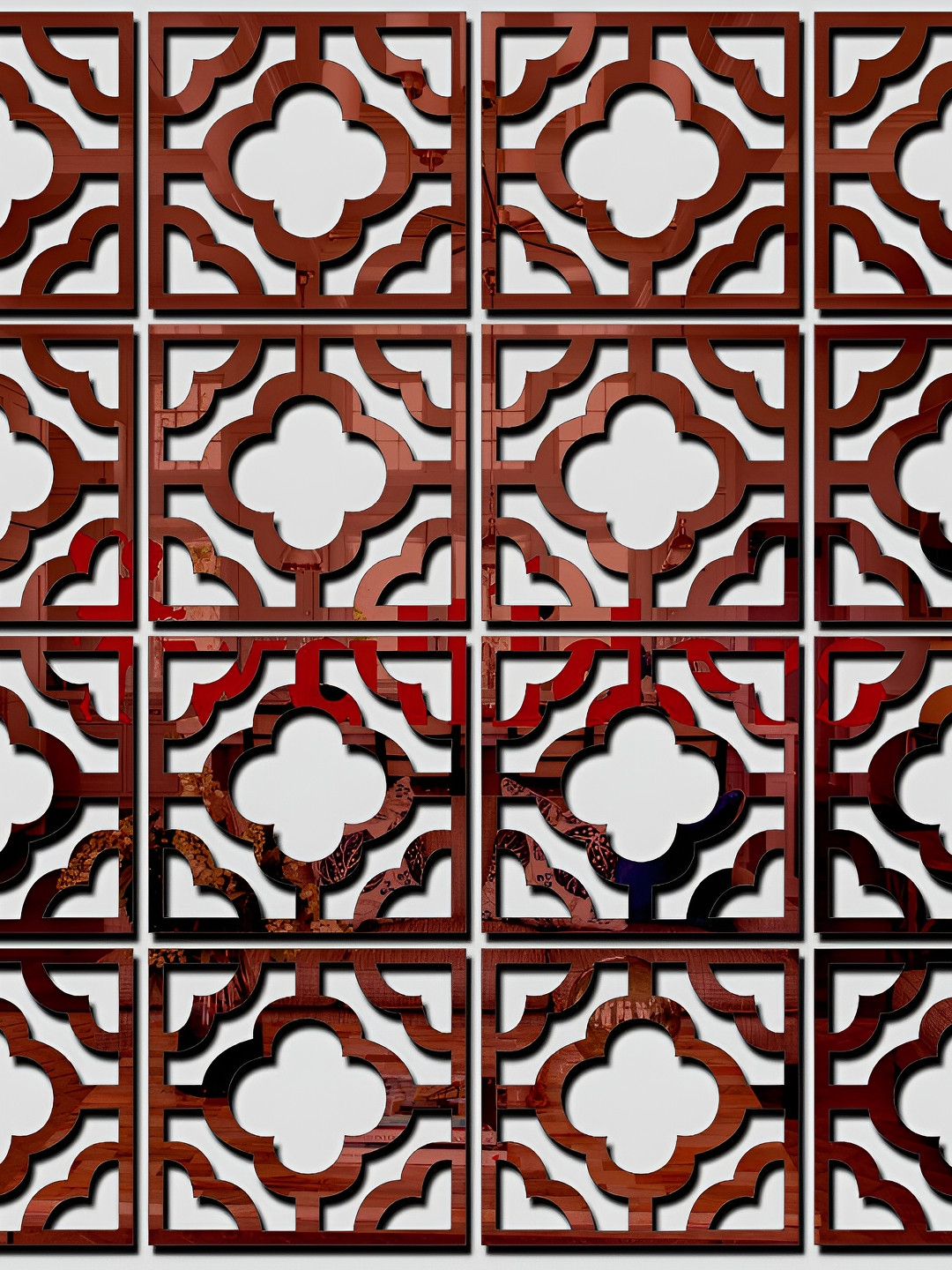 Wall1ders Brown 20 Border 3D Mirror Wall Stickers