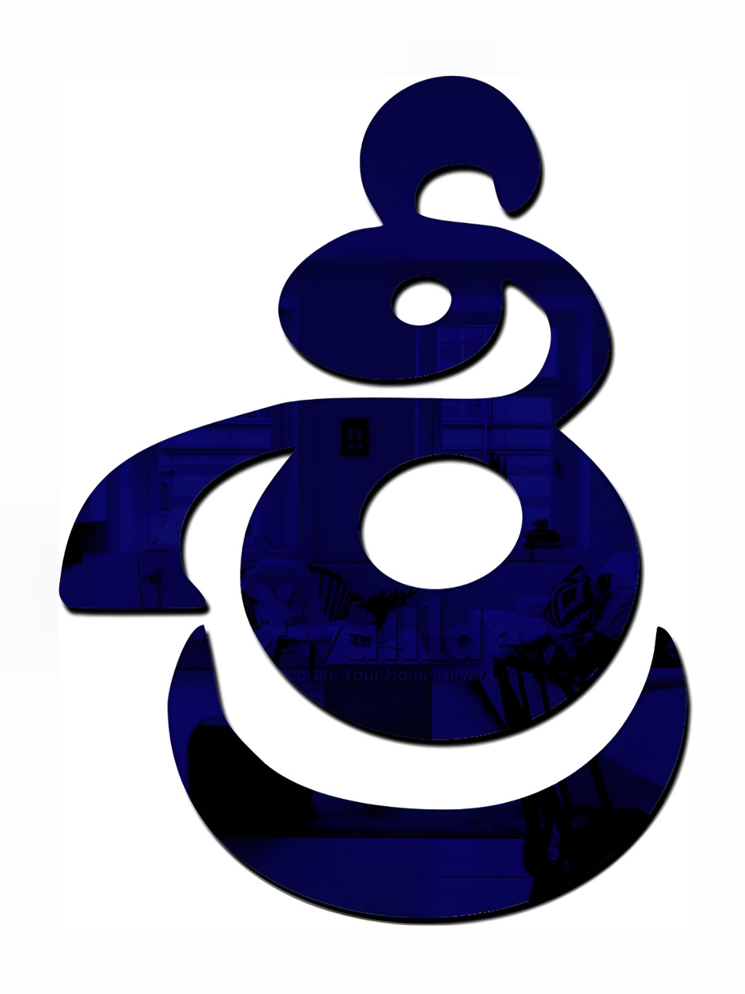 Wall1ders Blue Shree Telugu 3D  Mirror Wall Stickers