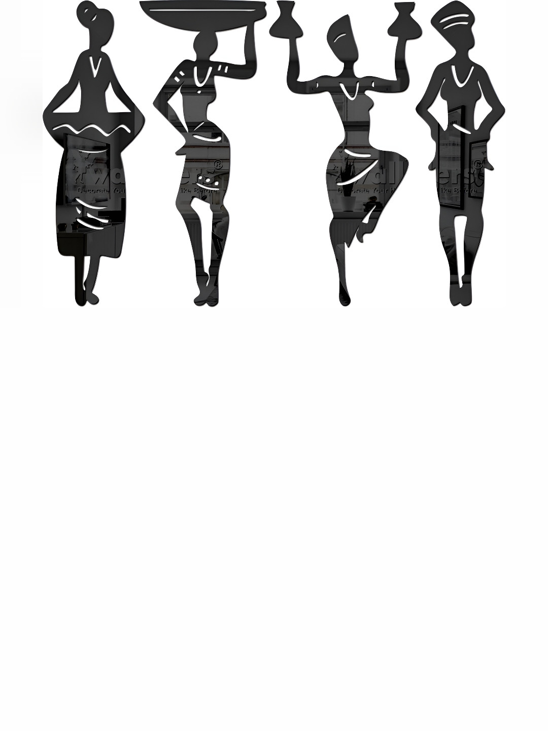 Wall1ders Black Tribal 3D Mirror Wall Stickers
