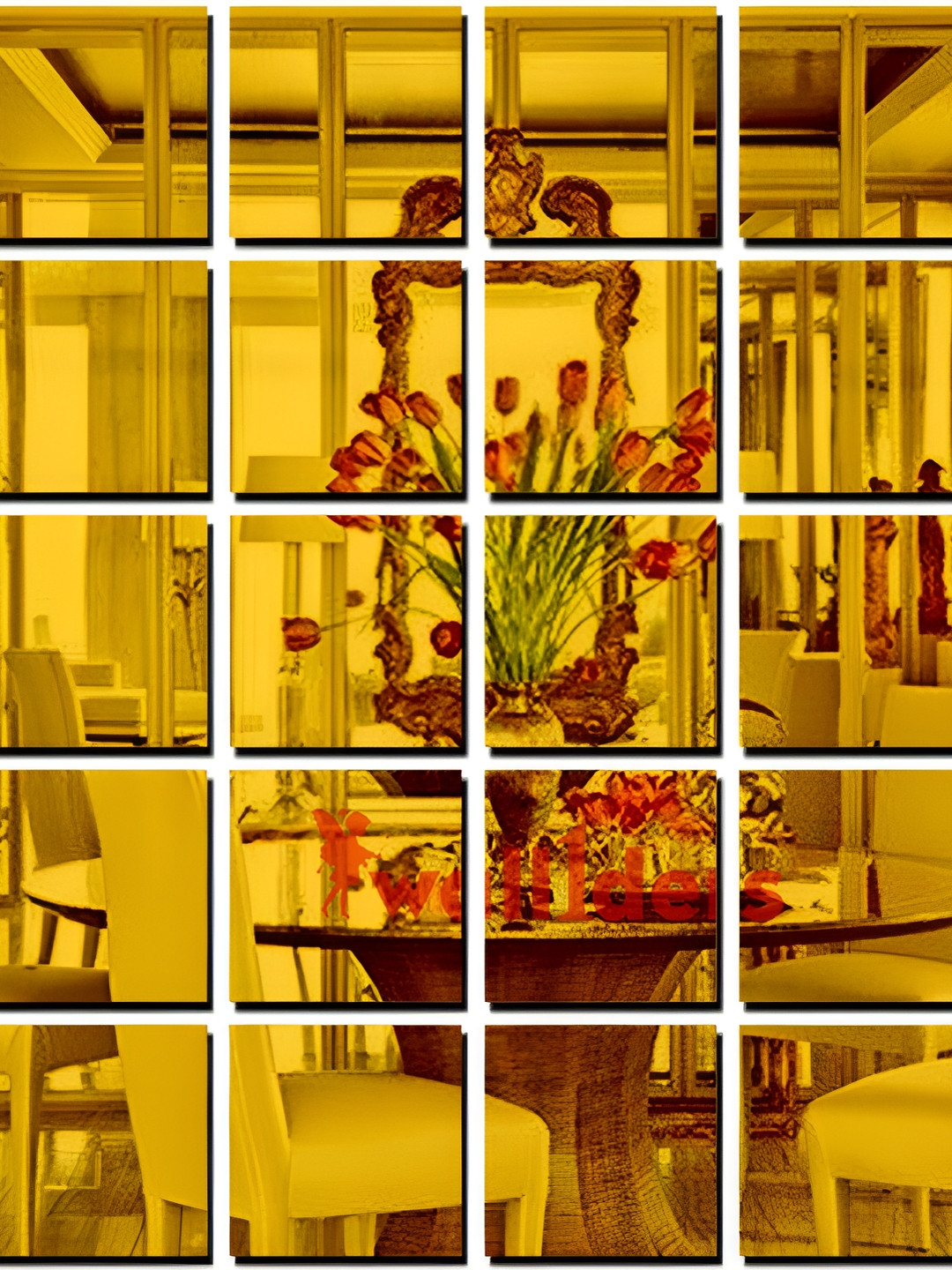 Wall1ders Gold-Toned 30-Pcs Square-Shaped Self-Adhesive Mirror Wall Stickers