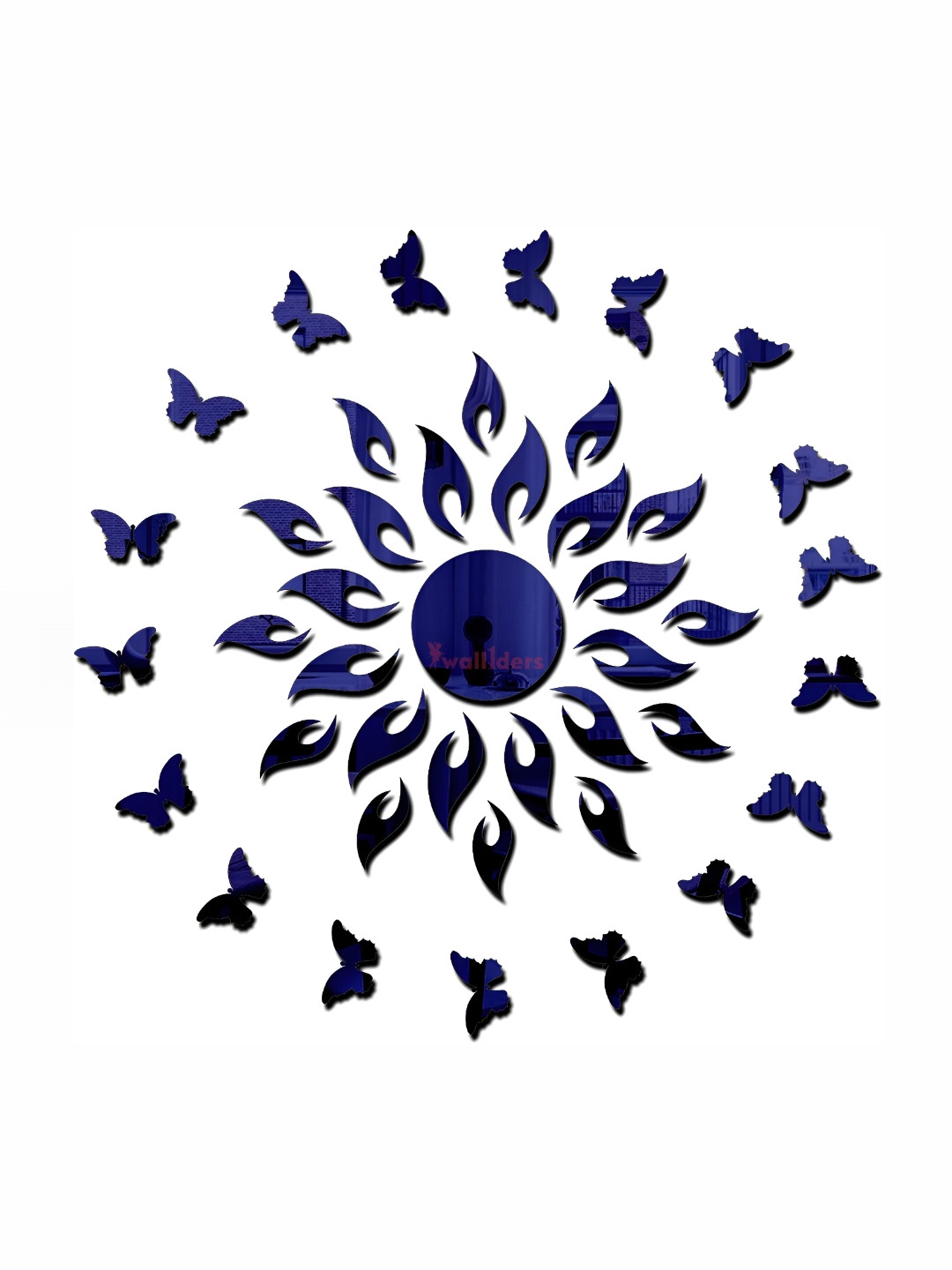 Wall1ders Blue & Black 20-Pcs Butterfly Mirror Wall Stickers