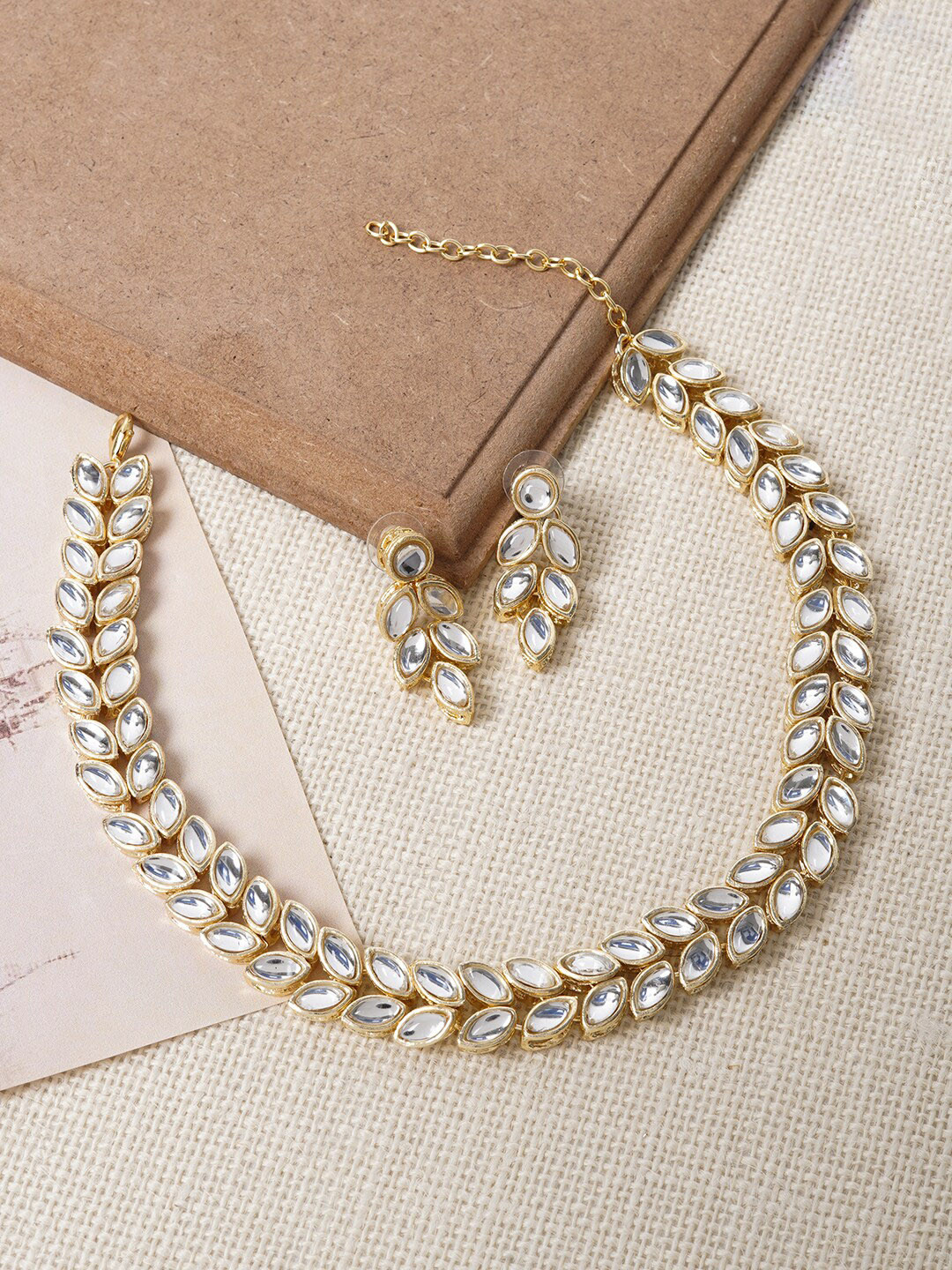 TEEJH Harshita Gold-Plated Kundan-Studded Jewellery Set