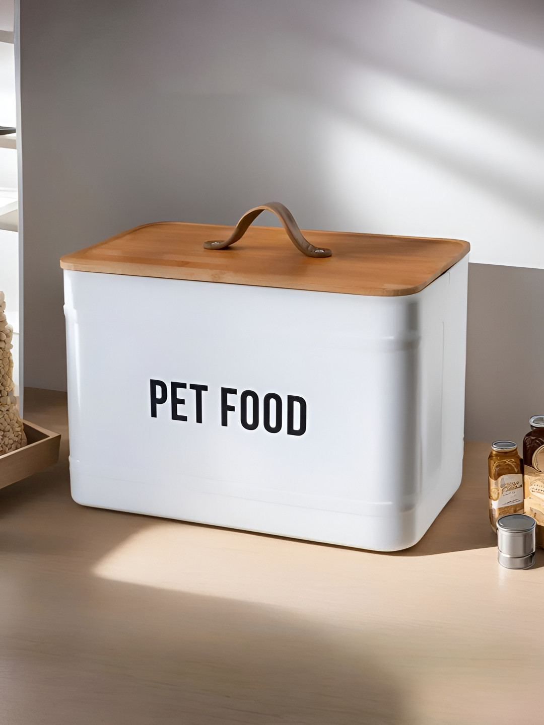 The Better Home Silver-Toned Silver Typography Bamboo Flip Top Graduated Container