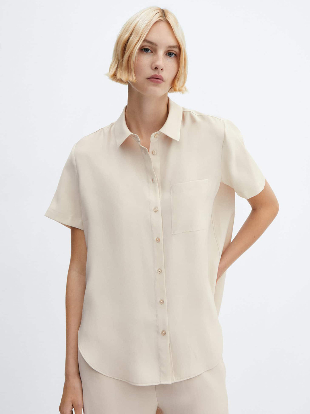 MANGO Pocket Opaque Casual Shirt