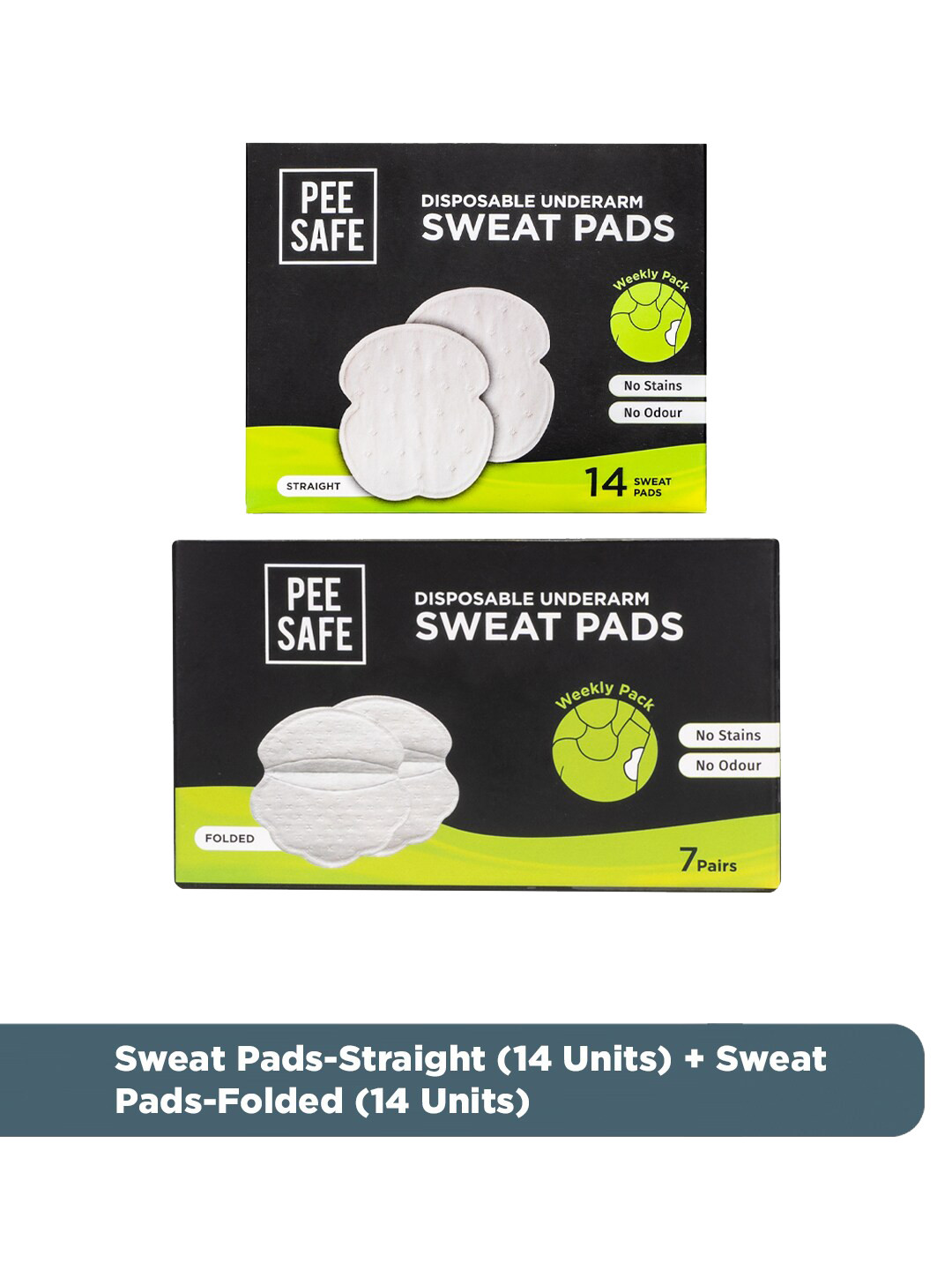 PEESAFE Disposable Underarm Sweat Pads - 14 Pairs Straight & 7 Pairs Folded