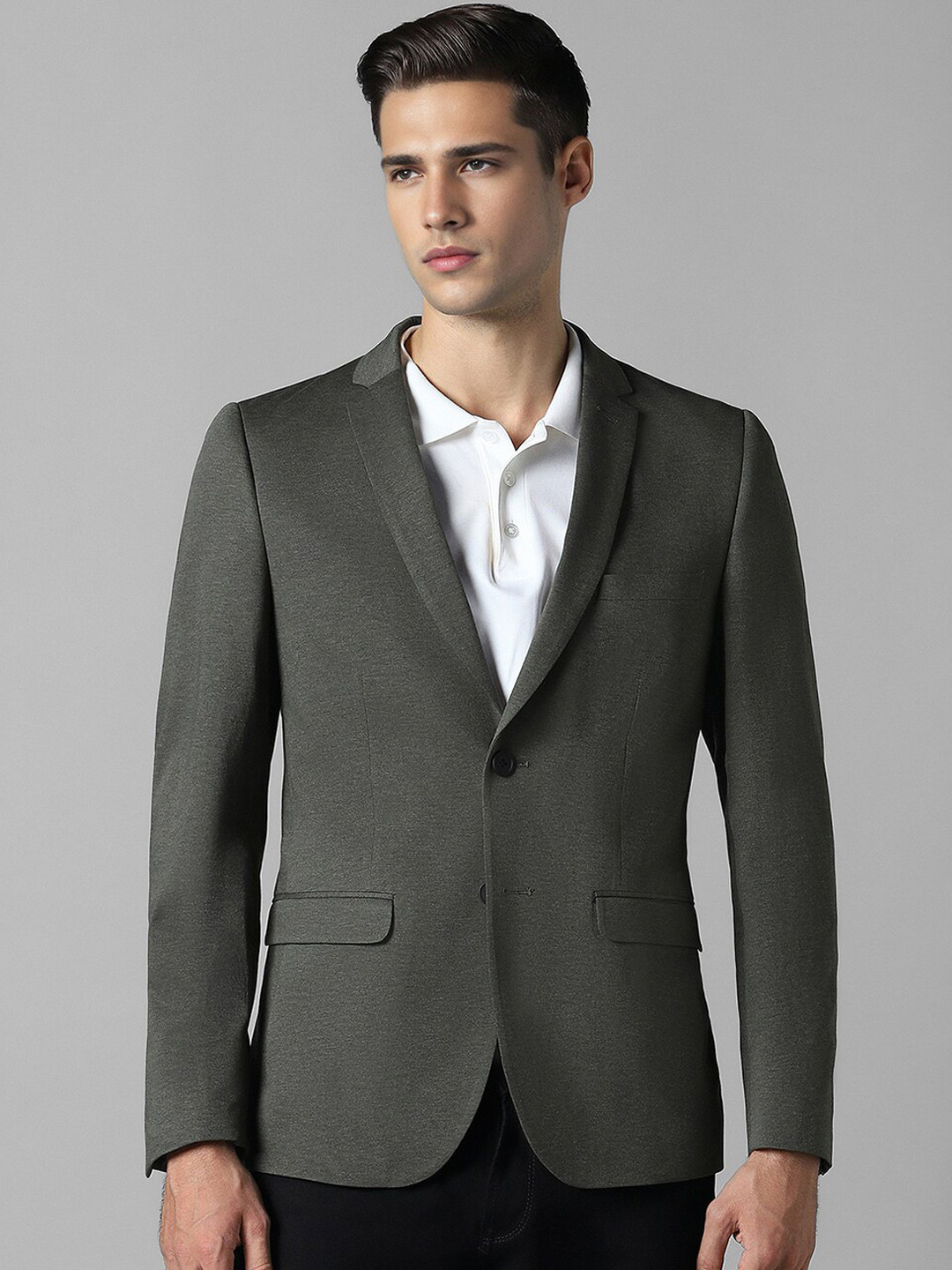 Louis Philippe Sport Slim-Fit Single Pure Cotton Breasted Blazer